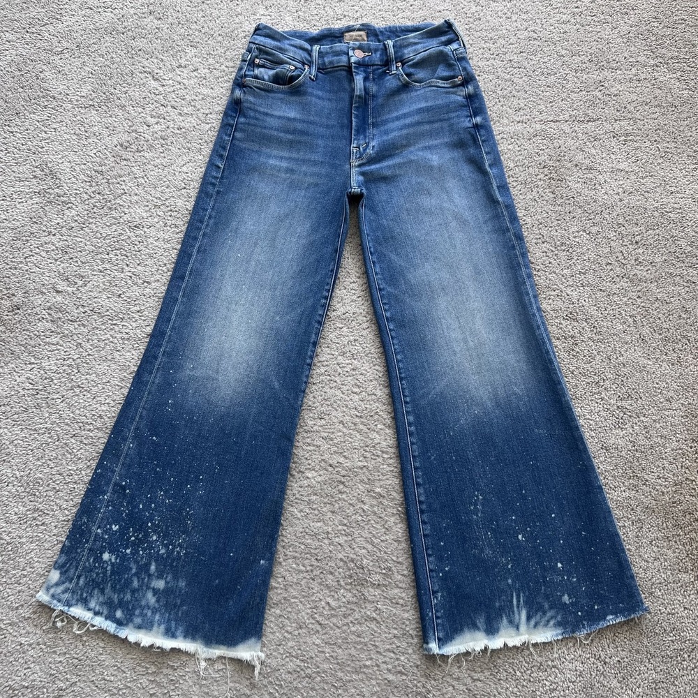 Mother The Roller Riding The Cliffside Jeans Womens 27 Blue High Rise Wide Leg